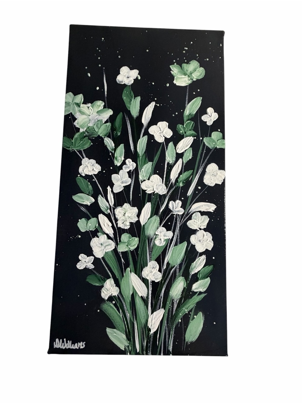 Original Artwork Abstract Blooms Impressionism Small Canvas 8" x 16”